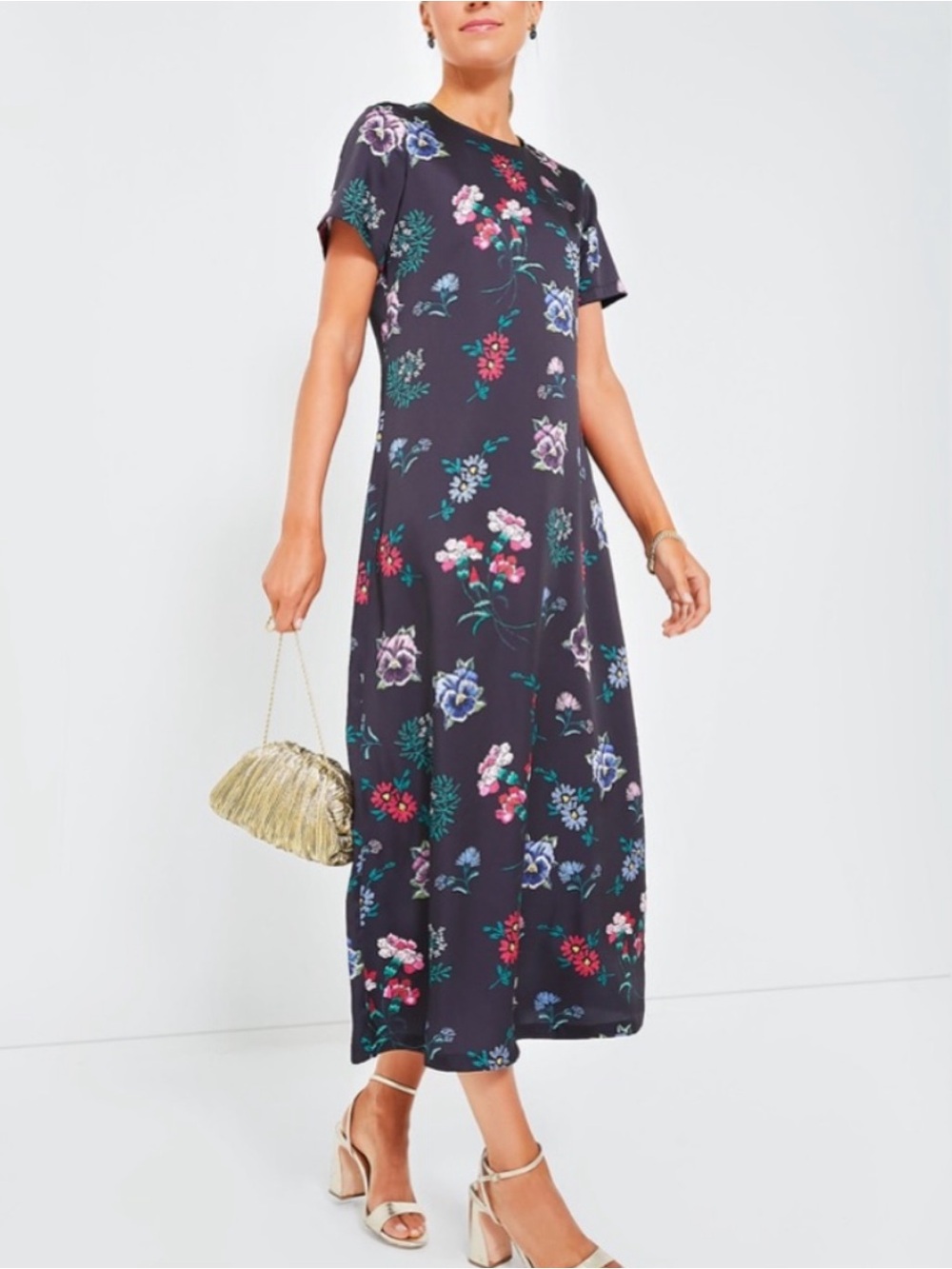 Hyacinth House Black Floral Silky Riley Maxi Dress Size Large - Picture 8 of 10